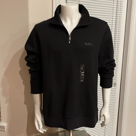 Michael Kors 1/4 Zip Long Sleeve Logo Pullover - XL in Black OR White - Picture 2 of 13
